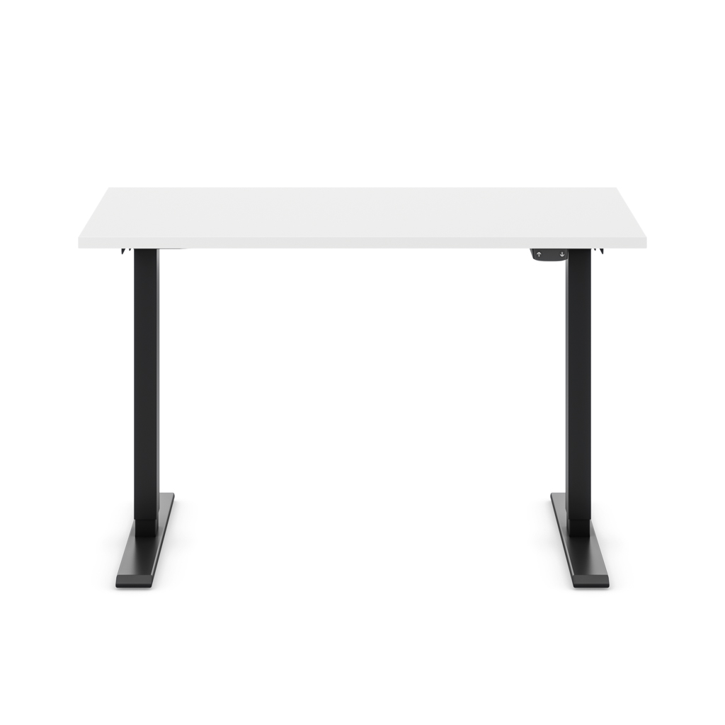 Höhenverstellbarer Schreibtisch Ecolift® Weiss Dekor/Schwarz 118x58