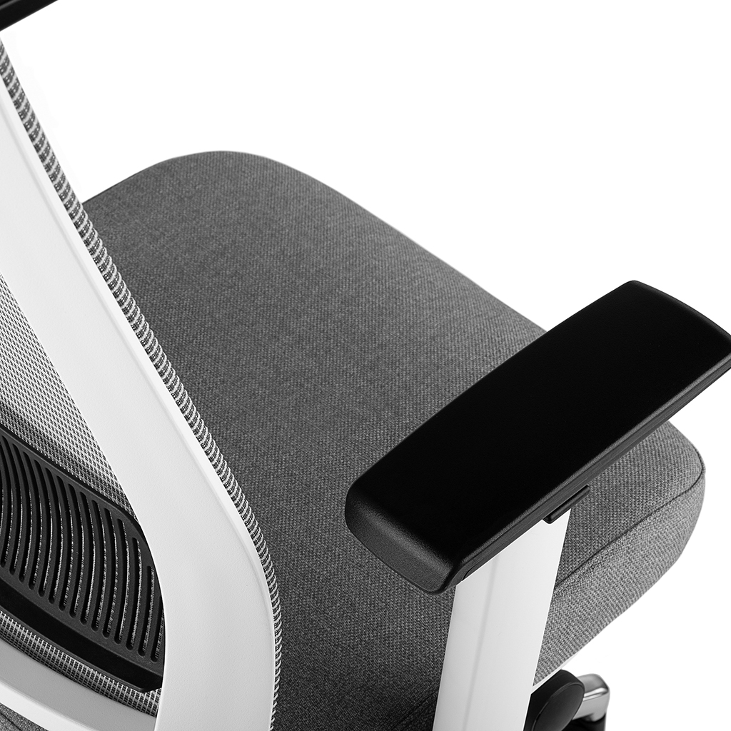 Inwerk Teamo® Original Plus - Bürostuhl mit Kopfstütze, Weiss/Grau