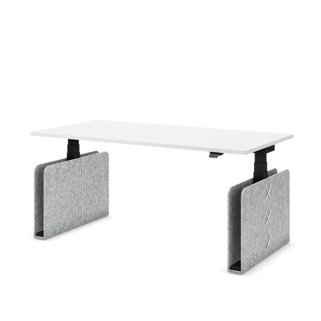 Masterlift® Flex höhenverstellbarer Schreibtisch quadratisch Filz Edition Rechteck Hellgrau Weiss/Schwarz