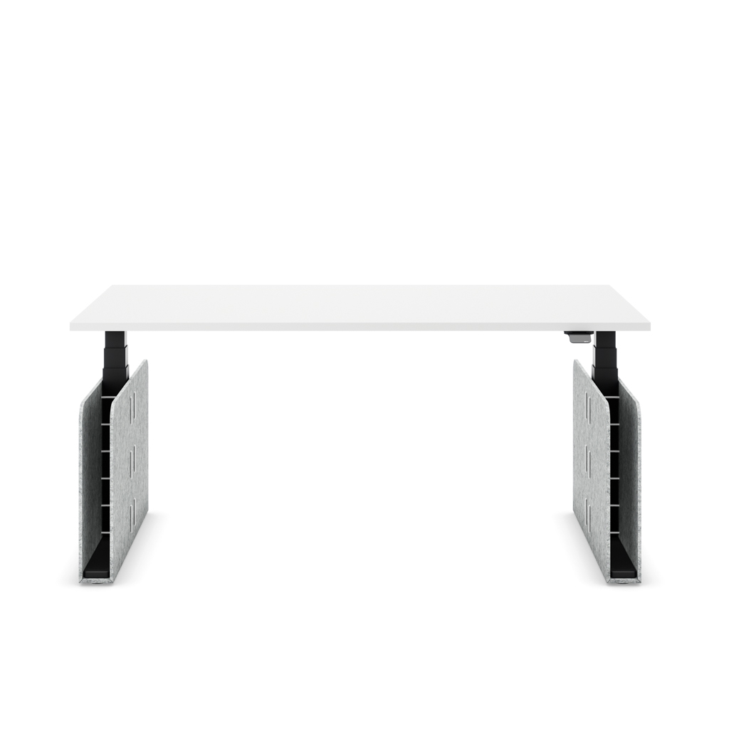 Masterlift® Flex höhenverstellbarer Schreibtisch quadratisch Filz Edition Rechteck Hellgrau Weiss/Schwarz
