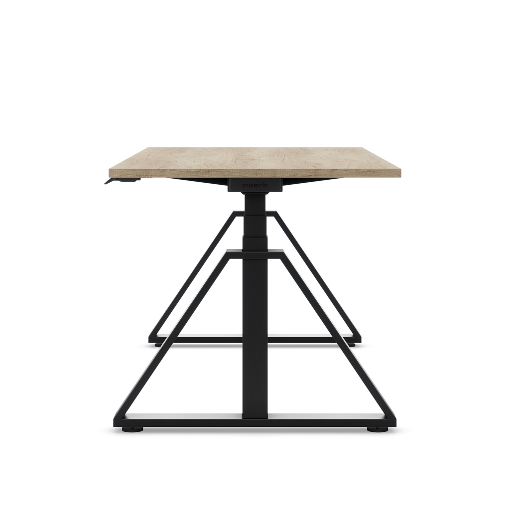 Höhenverstellbarer Schreibtisch Masterlift® Flex Loop-Edition, Stahl Trapez, Eiche Dekor/Schwarz 180x80