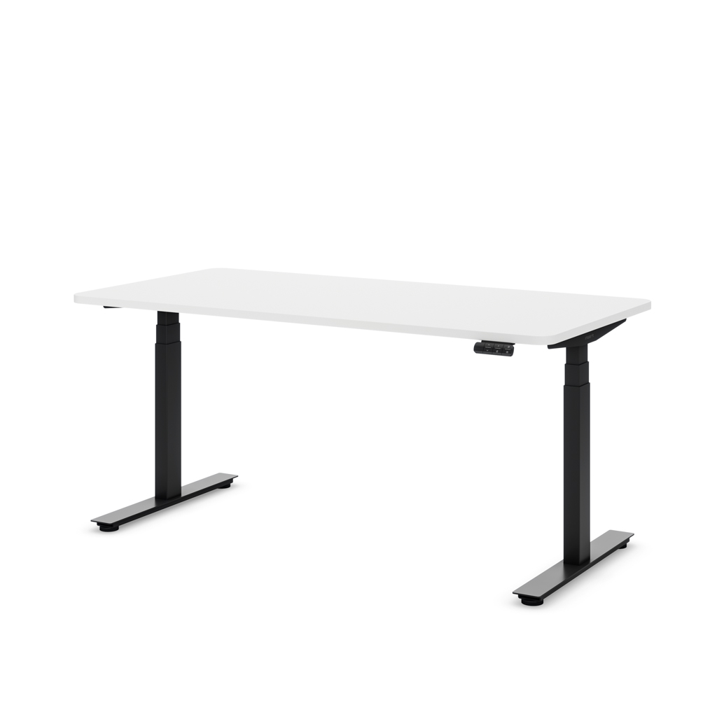 Höhenverstellbarer Schreibtisch Ecolift® Plus Weiss Dekor/Schwarz 120x80