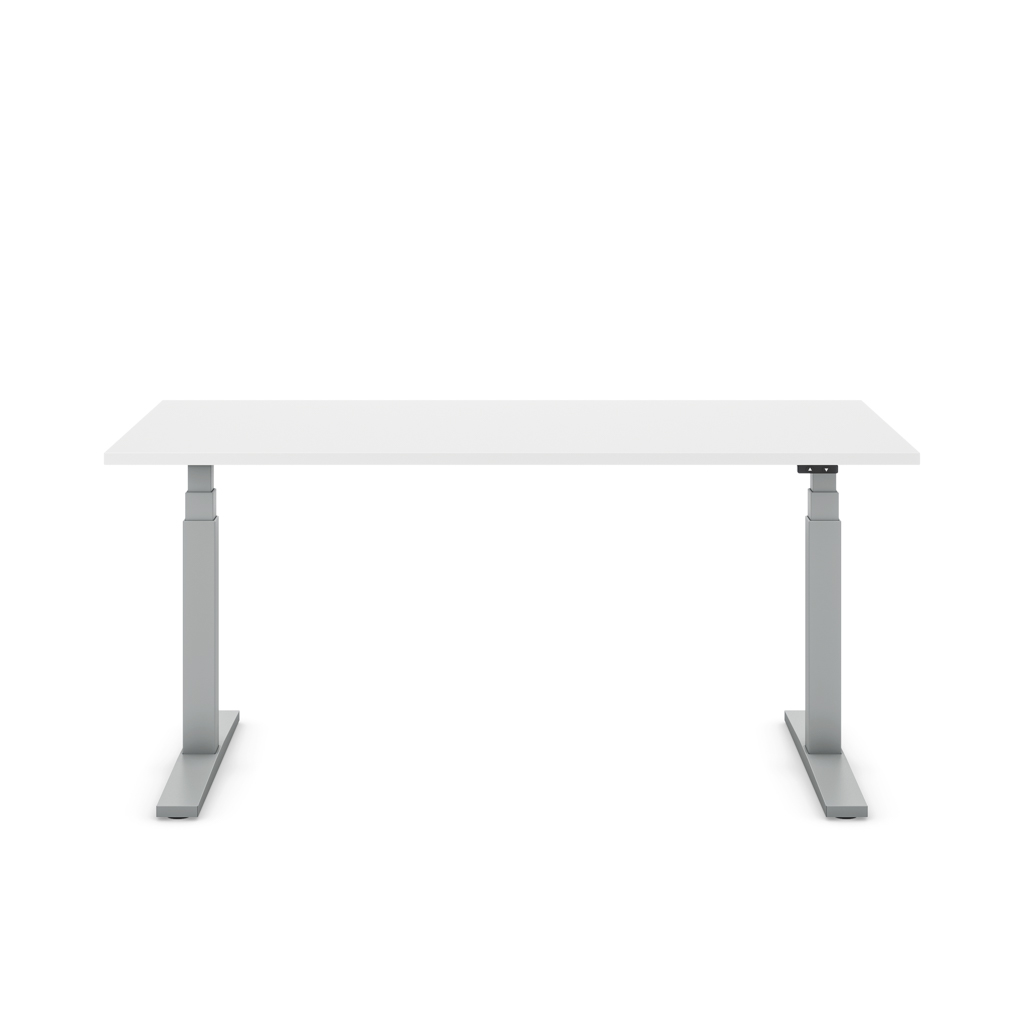 Höhenverstellbarer Schreibtisch Imperio® Lift Q2 Weiss Dekor/Silber 120x80