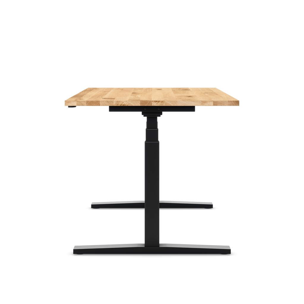 Höhenverstellbarer Schreibtisch Imperio® Lift Q2 Eiche Massivholz/Schwarz 160x80