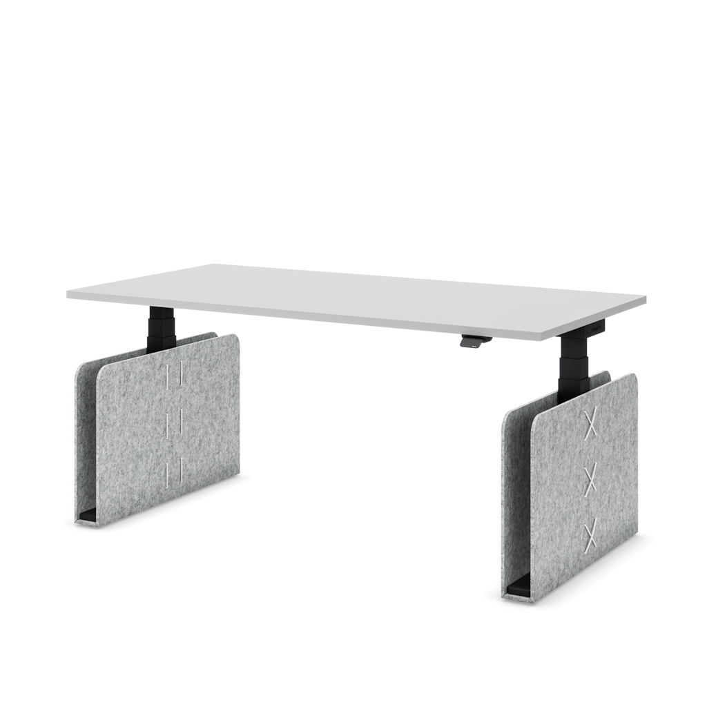 Masterlift® Flex höhenverstellbarer Schreibtisch quadratisch Filz Edition Rechteck Hellgrau Lichtgrau/Schwarz