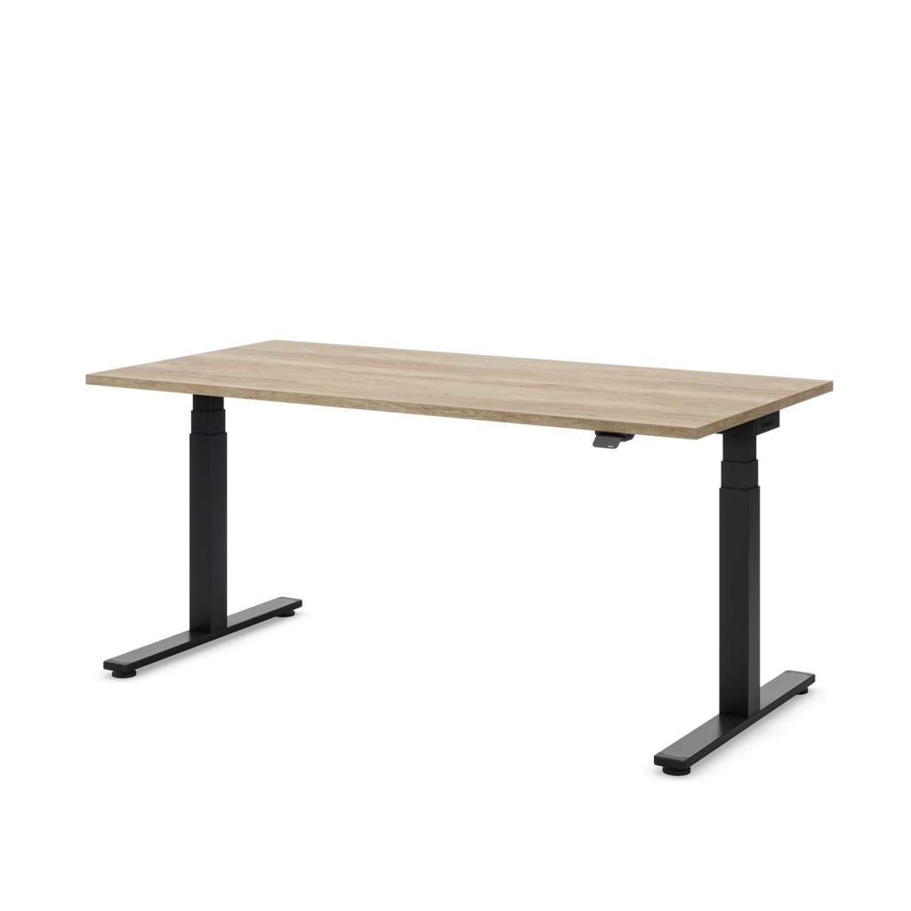 Höhenverstellbarer Schreibtisch Masterlift® Flex Basic, Eiche Dekor/Schwarz 160x80