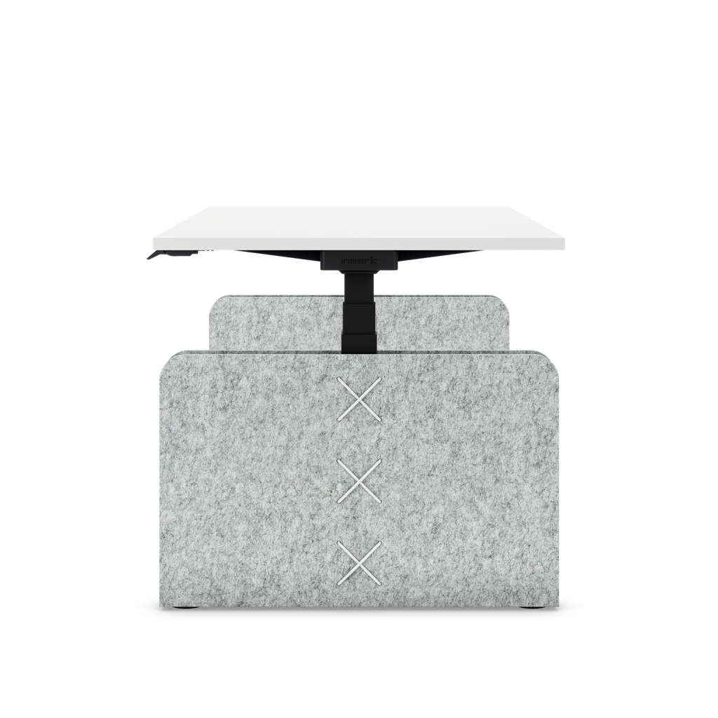 Masterlift® Flex höhenverstellbarer Schreibtisch quadratisch Filz Edition Rechteck Hellgrau Weiss/Schwarz