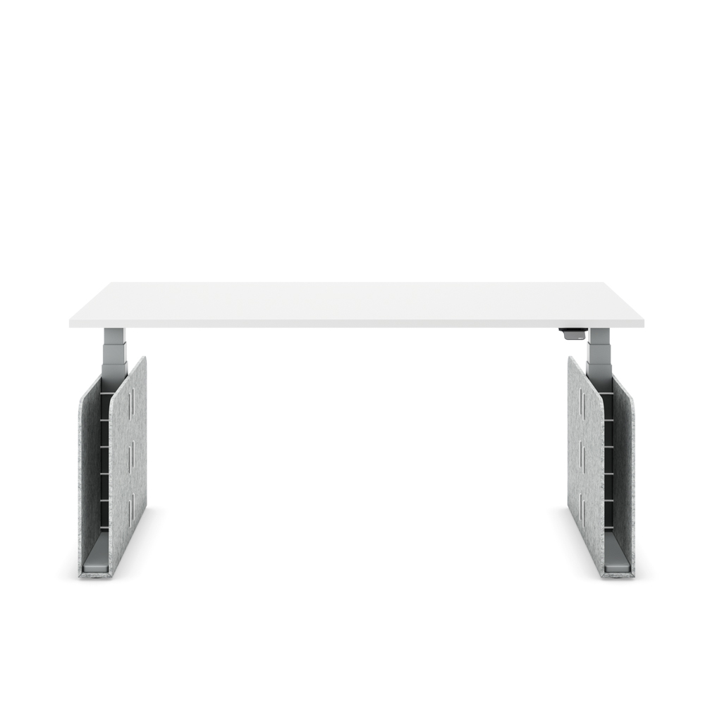 Masterlift® Flex höhenverstellbarer Schreibtisch quadratisch Filz Edition Rechteck Hellgrau Weiss/Silber