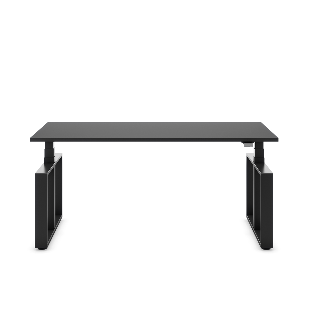 Höhenverstellbarer Schreibtisch Masterlift® Flex Loop-Edition, Stahl Rechteck, Schwarz Dekor/Schwarz 180x80