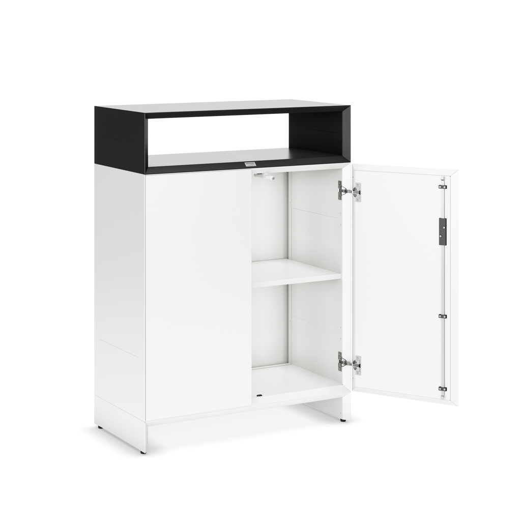 Sideboard Masterbox® B 80 x H 110 cm 2 OH, Weiss/Schwarz