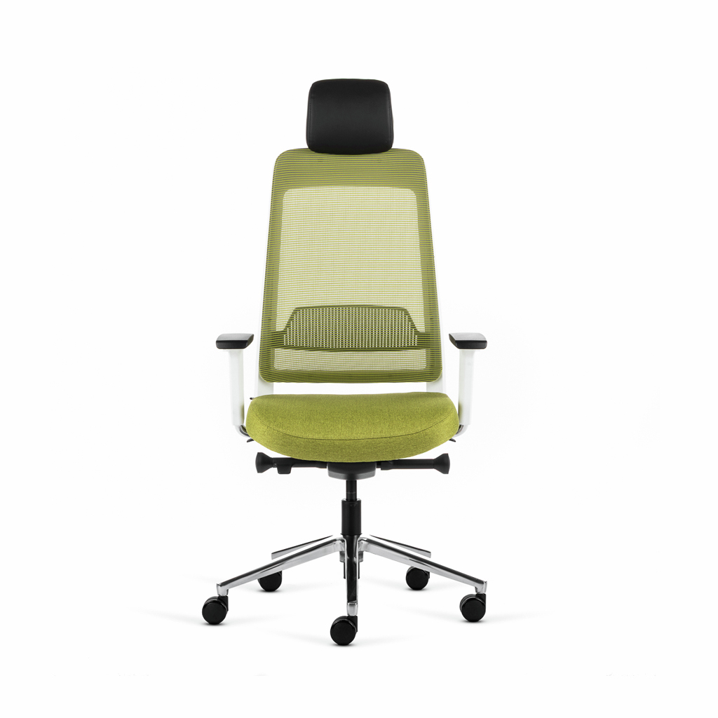 Inwerk Teamo® Original Plus - Bürostuhl mit Kopfstütze, Weiss/Grün
