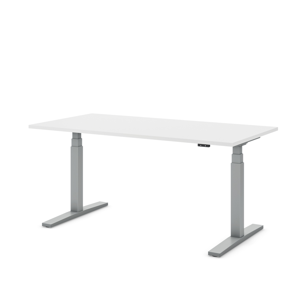 Höhenverstellbarer Schreibtisch Imperio® Lift Q2 Weiss Dekor/Silber 120x80