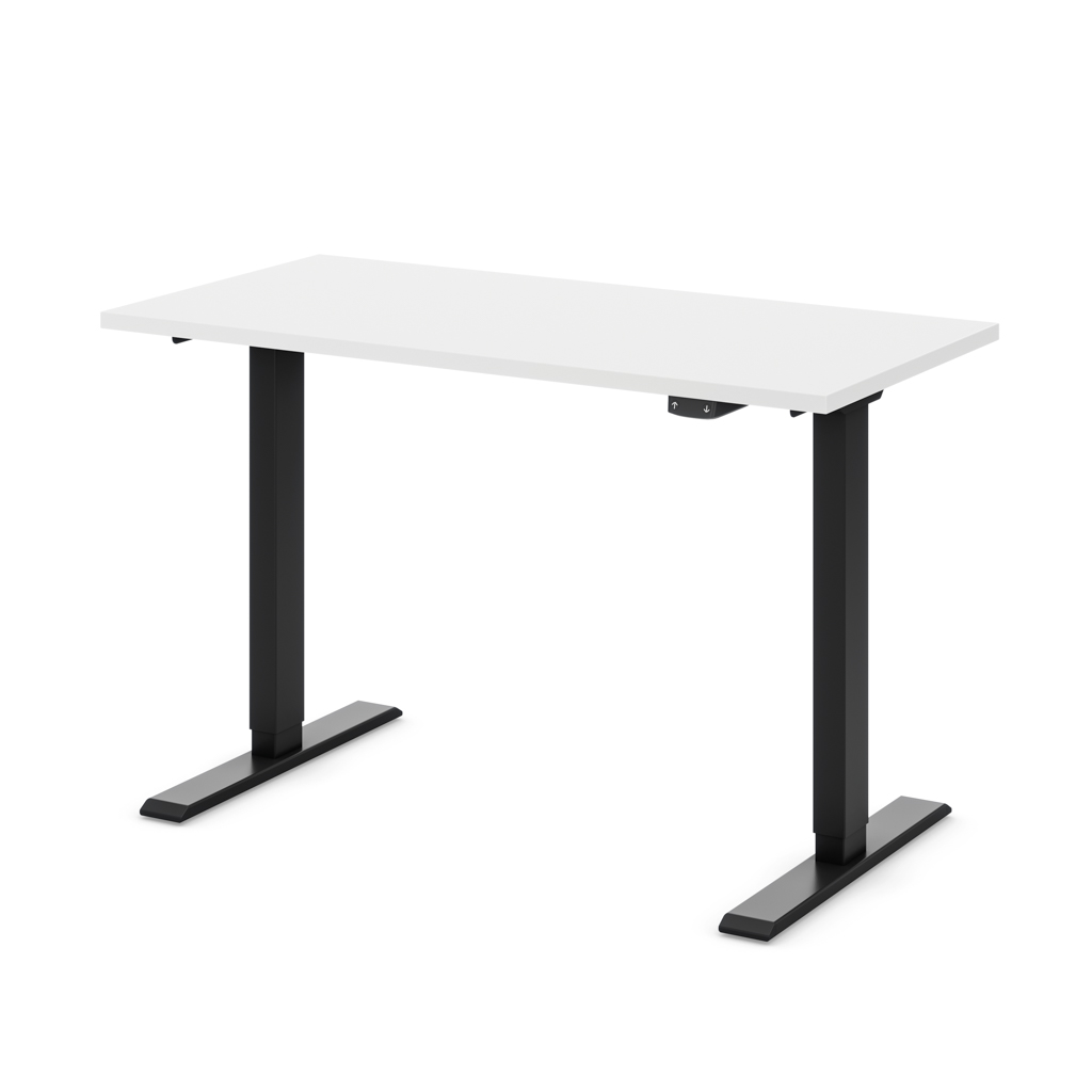 Höhenverstellbarer Schreibtisch Ecolift® Weiss Dekor/Schwarz 118x58