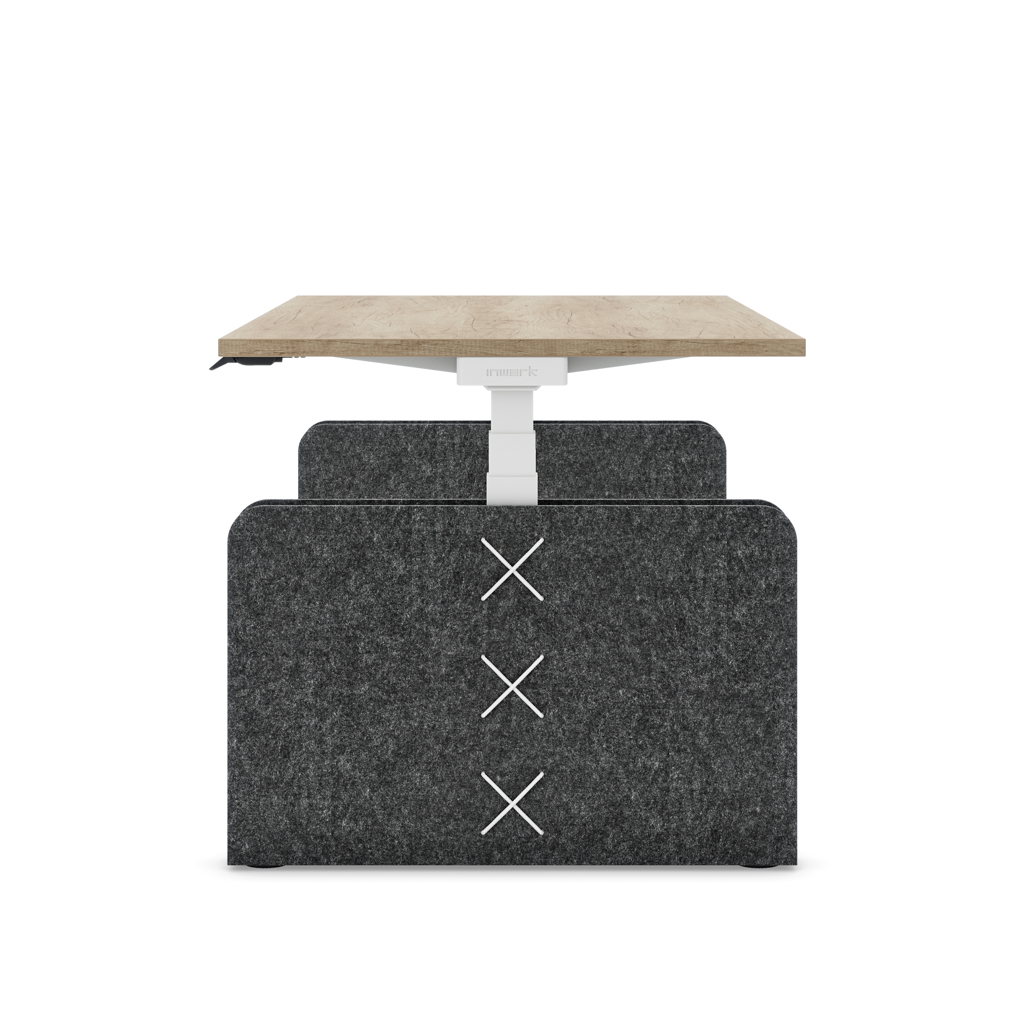 Höhenverstellbarer Schreibtisch Masterlift® Flex Akustix®-Edition, Rechteck Dunkelgrau, Eiche Dekor/Weiss 160x80
