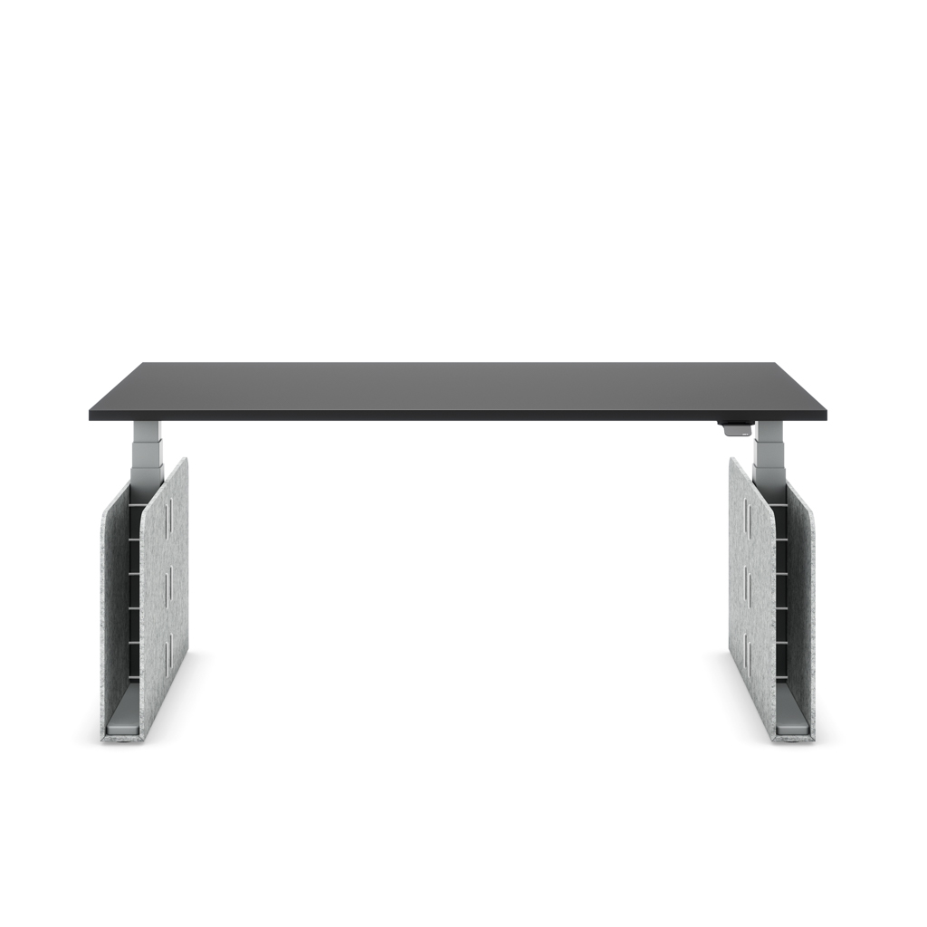Masterlift® Flex höhenverstellbarer Schreibtisch quadratisch Filz Edition Rechteck Hellgrau Schwarz/Silber
