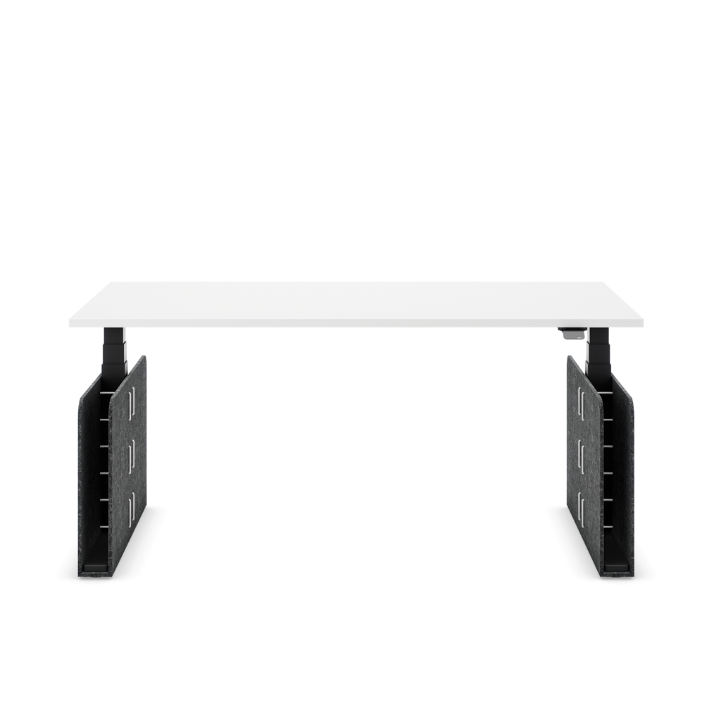 Höhenverstellbarer Schreibtisch Masterlift® Flex Akustix®-Edition, Rechteck Dunkelgrau,  Weiss Dekor/Schwarz 140x80