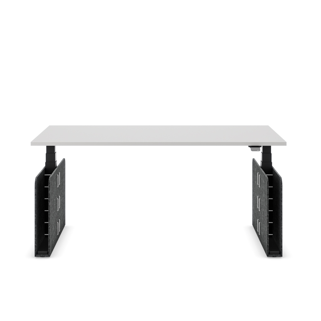 Höhenverstellbarer Schreibtisch Masterlift® Flex Akustix®-Edition, Rechteck Dunkelgrau, Lichtgrau Dekor/Schwarz 160x80