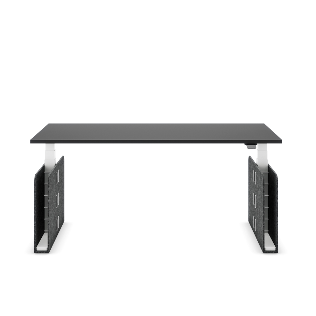 Höhenverstellbarer Schreibtisch Masterlift® Flex Akustix®-Edition, Rechteck Dunkelgrau, Schwarz Dekor/Weiss 120x80