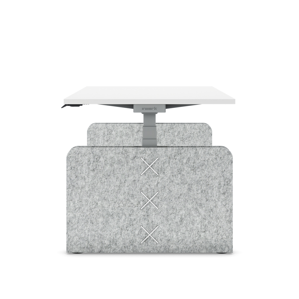 Masterlift® Flex höhenverstellbarer Schreibtisch quadratisch Filz Edition Rechteck Hellgrau Weiss/Silber