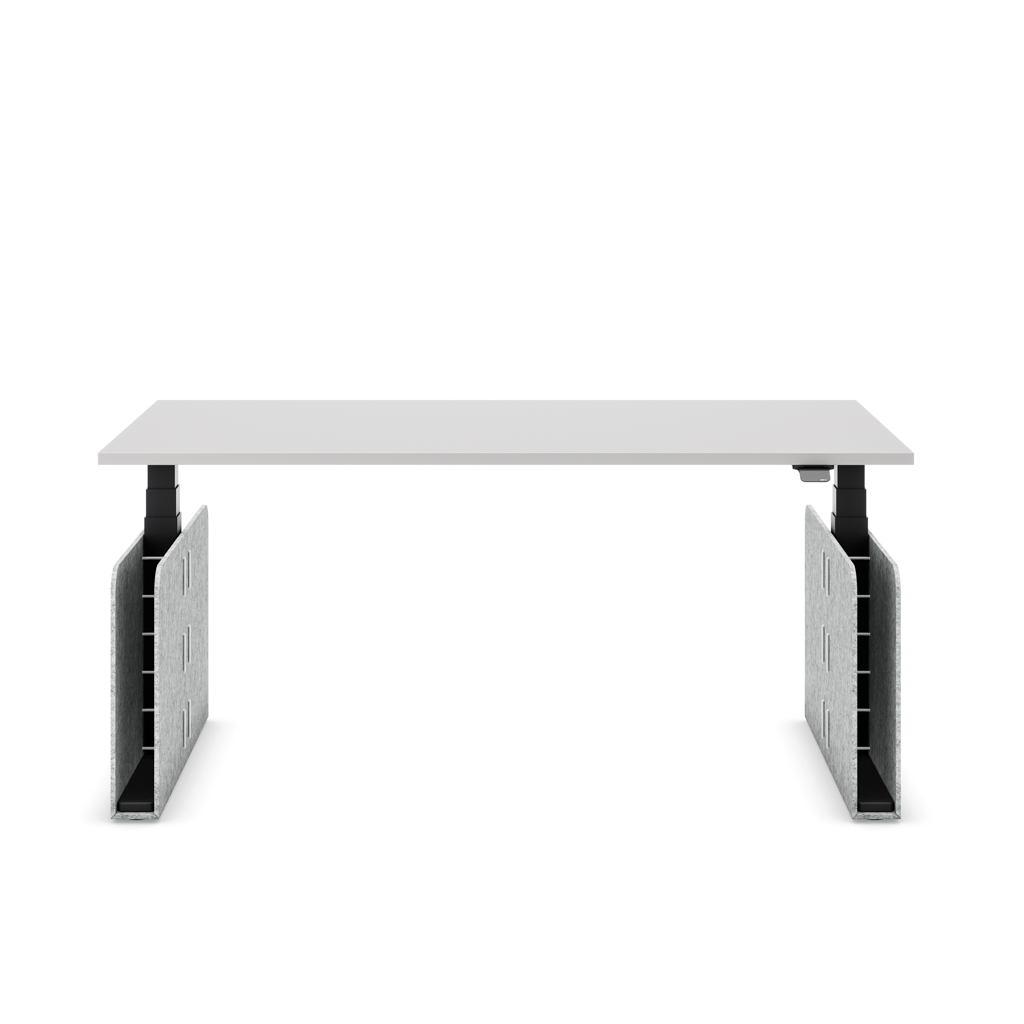Masterlift® Flex höhenverstellbarer Schreibtisch quadratisch Filz Edition Rechteck Hellgrau Lichtgrau/Schwarz