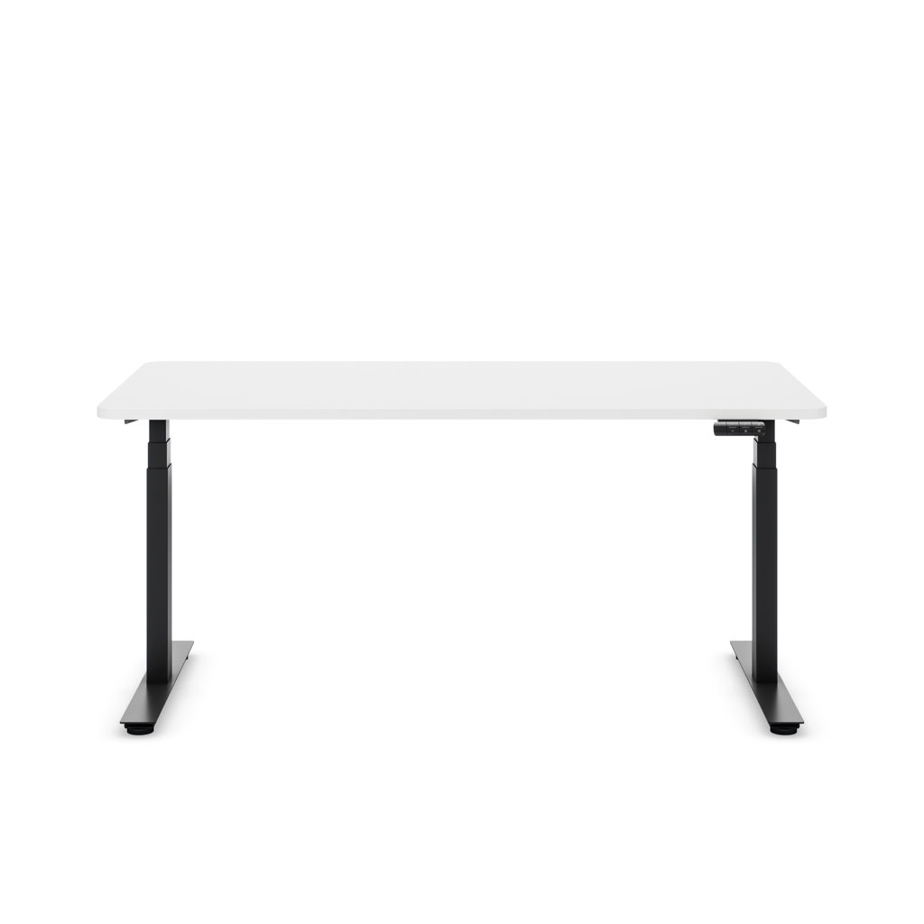 Höhenverstellbarer Schreibtisch Ecolift® Plus Weiss Dekor/Schwarz 120x80