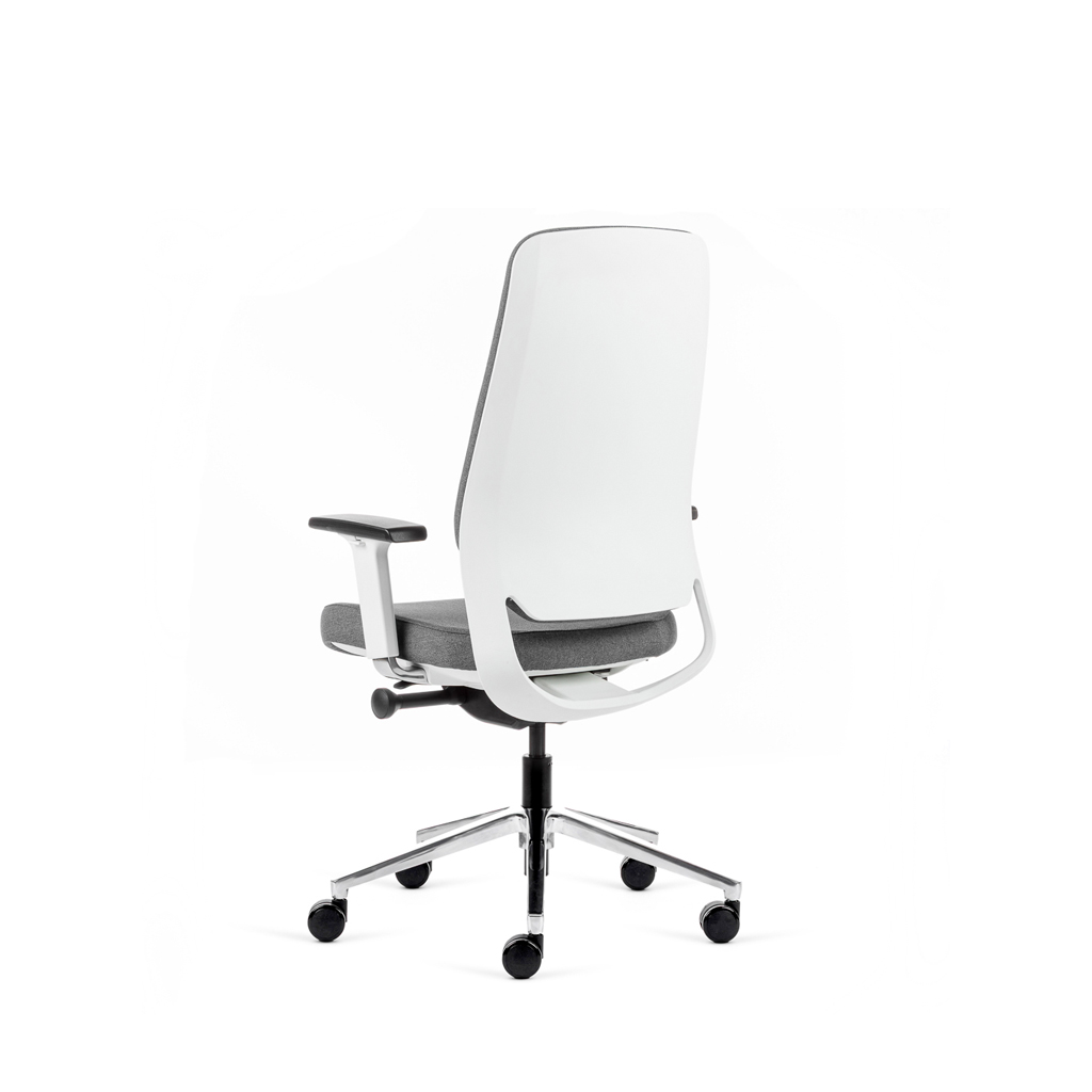 Teamo® Plush - Ergonomischer Bürostuhl mit Kopfstütze, Vollpolster, Weiss/Grau