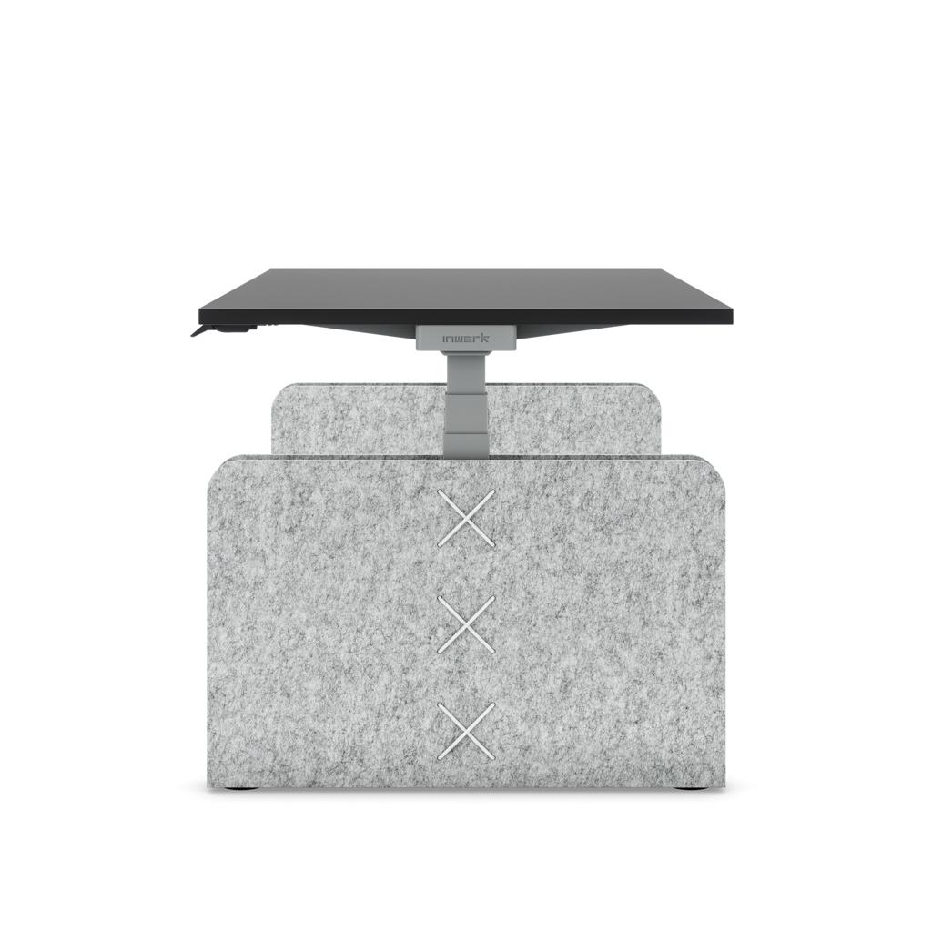 Masterlift® Flex höhenverstellbarer Schreibtisch quadratisch Filz Edition Rechteck Hellgrau Schwarz/Silber