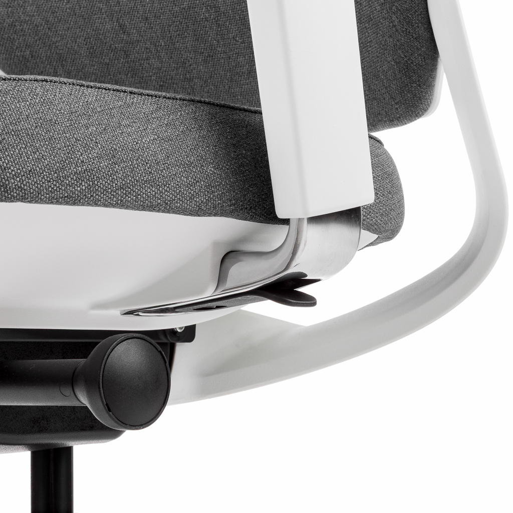 Teamo® Plush - Ergonomischer Bürostuhl mit Kopfstütze, Vollpolster, Weiss/Grau