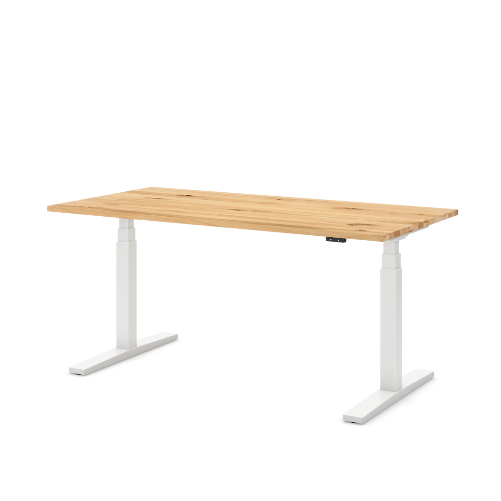 Höhenverstellbarer Schreibtisch Imperio® Lift Q2 Eiche Massivholz/Weiss 160x80
