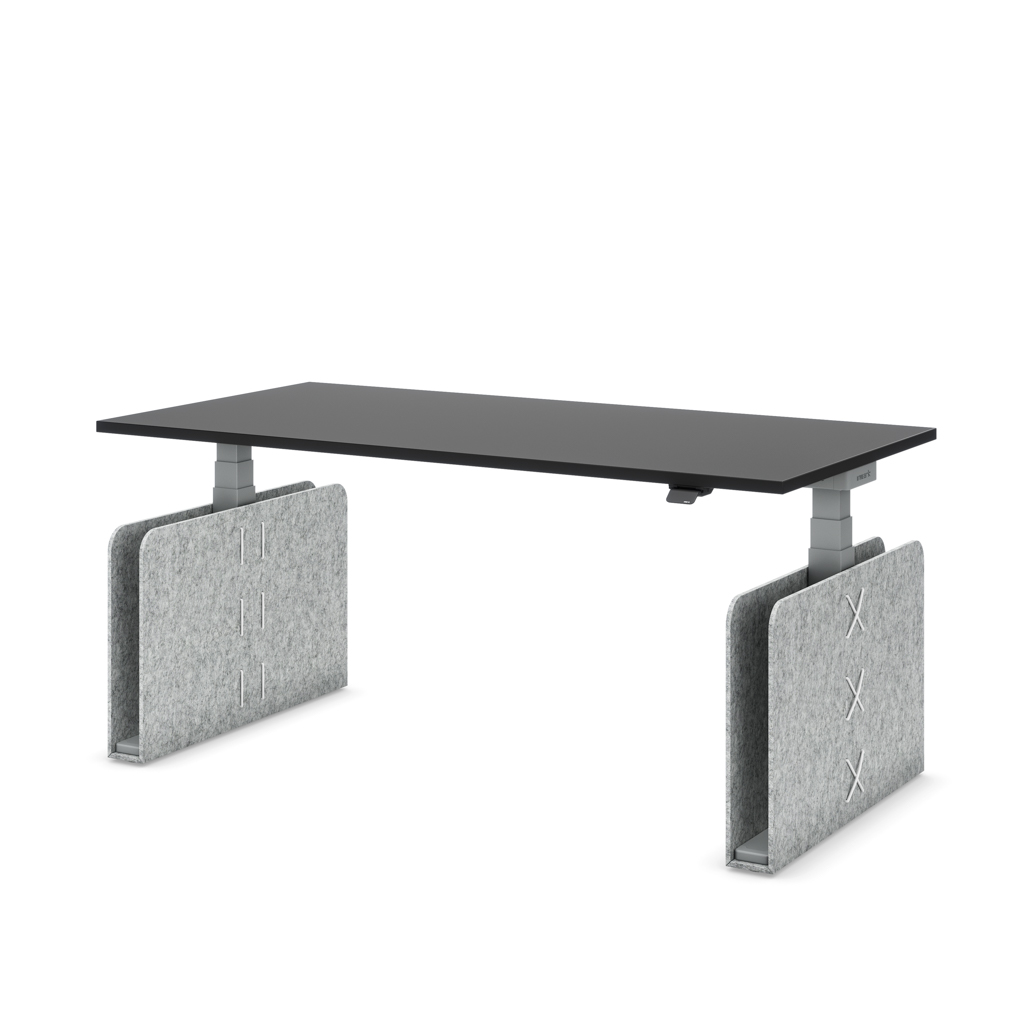 Masterlift® Flex höhenverstellbarer Schreibtisch quadratisch Filz Edition Rechteck Hellgrau Schwarz/Silber