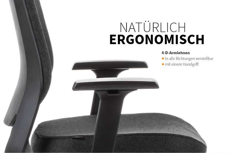 Teamo® Plush Plus - Ergonomischer Bürostuhl mit Kopfstütze, Vollpolster, Schwarz