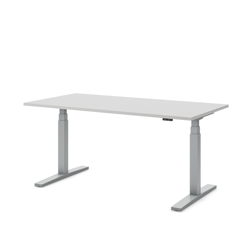 Höhenverstellbarer Schreibtisch Imperio® Lift Q2 Lichtgrau Dekor/Silber 160x80