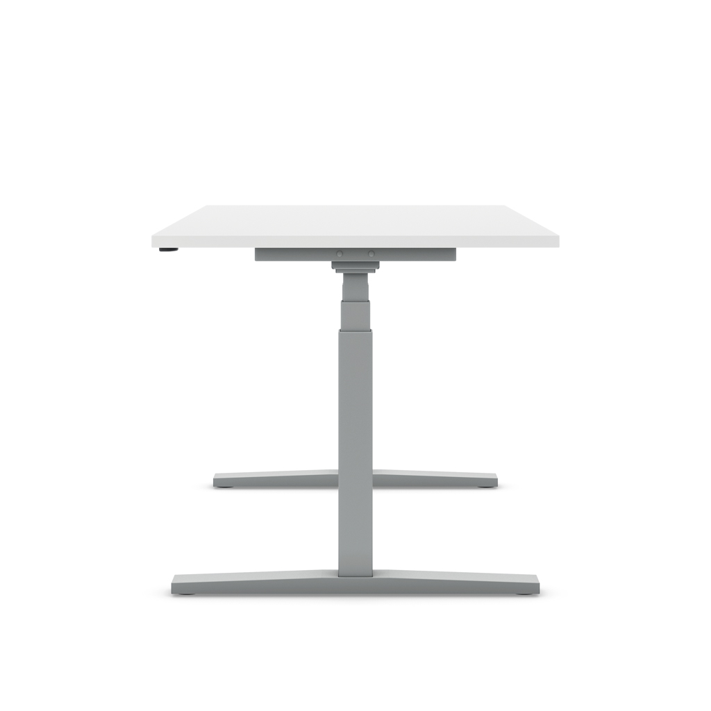 Höhenverstellbarer Schreibtisch Imperio® Lift Q2 Weiss Dekor/Silber 120x80