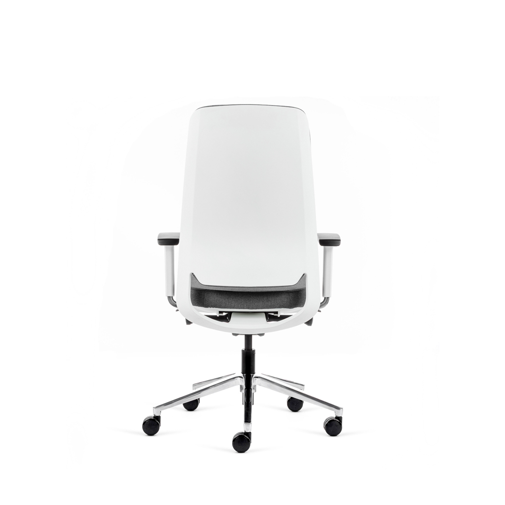 Teamo® Plush - Ergonomischer Bürostuhl mit Kopfstütze, Vollpolster, Weiss/Grau