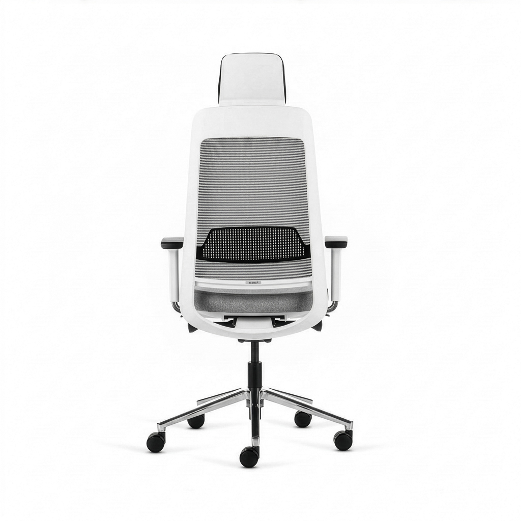 Inwerk Teamo® Original Plus - Bürostuhl mit Kopfstütze, Weiss/Grau