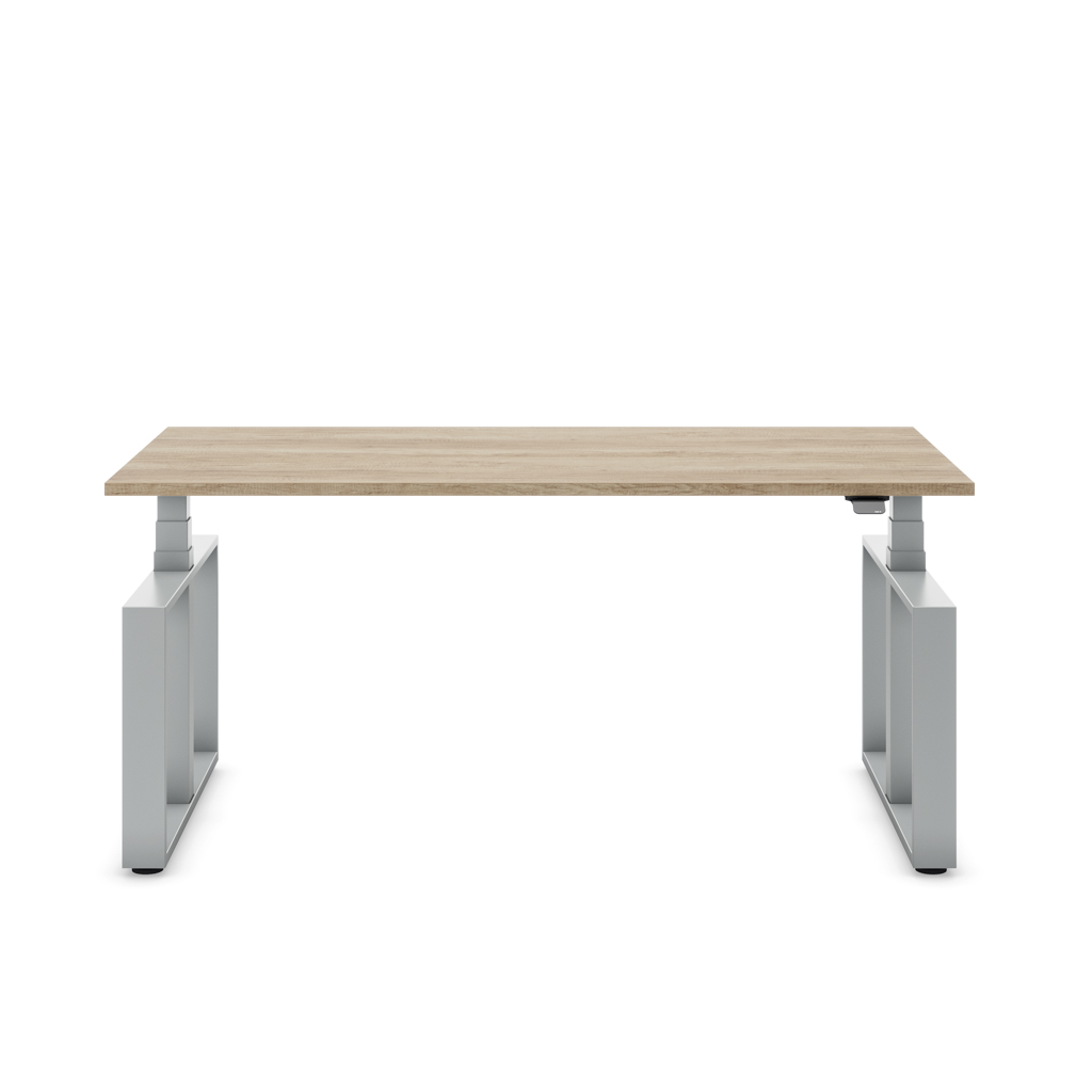 Höhenverstellbarer Schreibtisch Masterlift® Flex Loop-Edition, Stahl Rechteck, Eiche Dekor/Silber 160x80