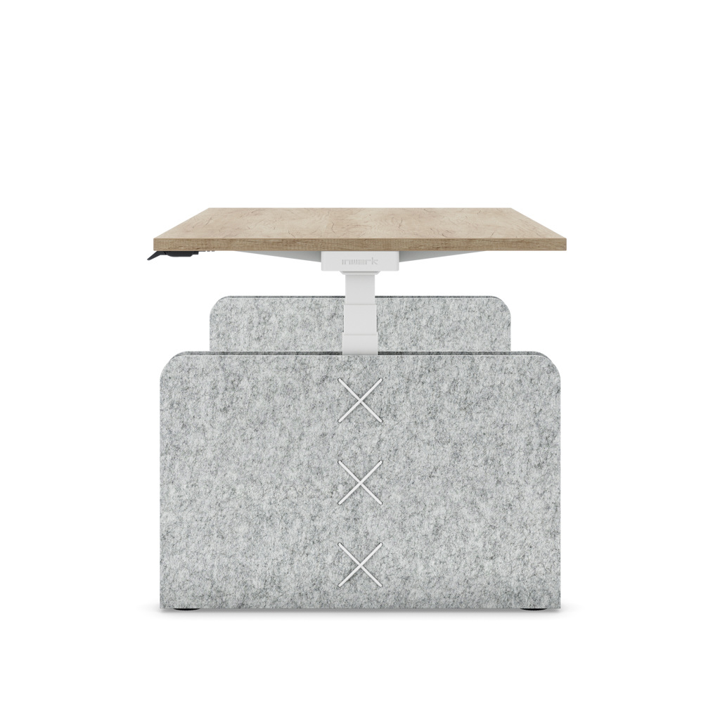 Masterlift® Flex höhenverstellbarer Schreibtisch quadratisch Filz Edition Rechteck Hellgrau Eiche/Weiss
