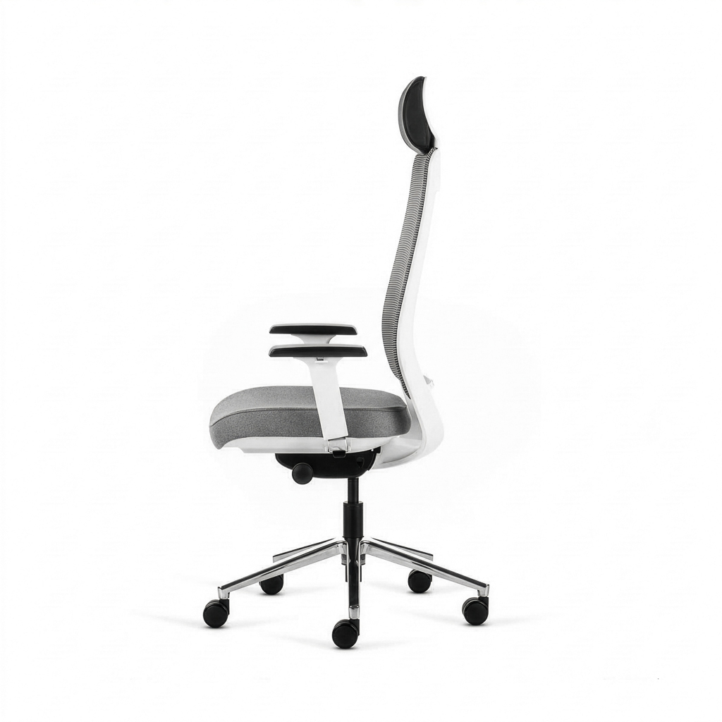 Inwerk Teamo® Original Plus - Bürostuhl mit Kopfstütze, Weiss/Grau