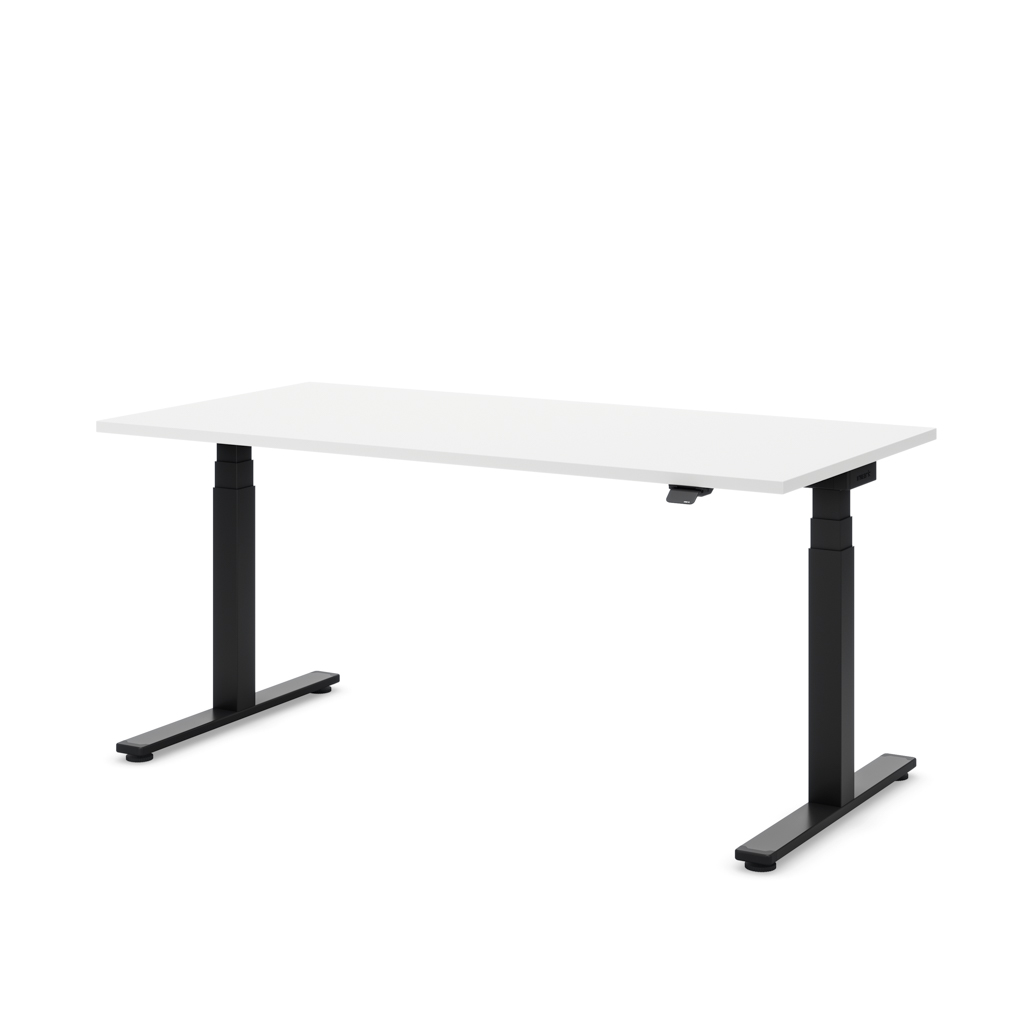 Höhenverstellbarer Schreibtisch Masterlift® Flex Basic, Weiss Dekor/Schwarz 180x80