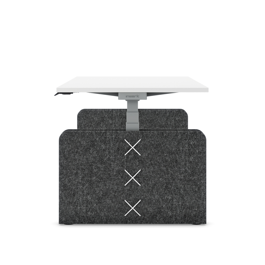 Masterlift® Flex höhenverstellbarer Schreibtisch quadratisch Filz Edition Rechteck Dunklegrau Weiss/Silber