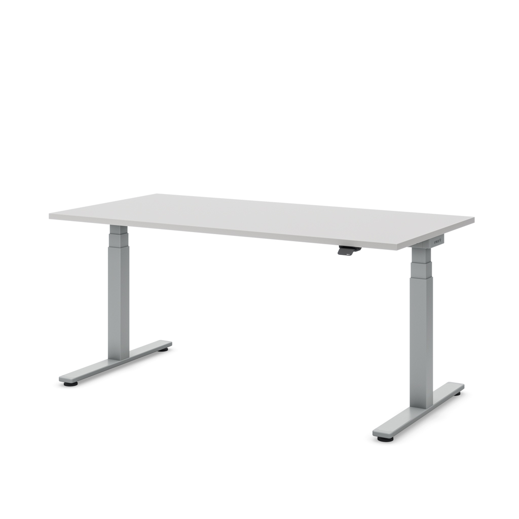 Höhenverstellbarer Schreibtisch Masterlift® Flex Basic, Lichtgrau Dekor/Silber 180x80