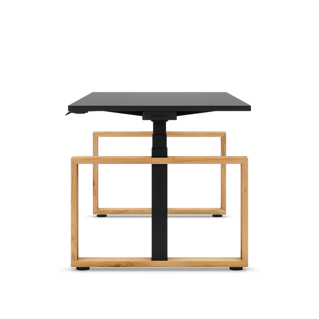 Masterlift® Flex höhenverstellbarer Schreibtisch Loop Holz Edition Rechteck Schwarz/Schwarz