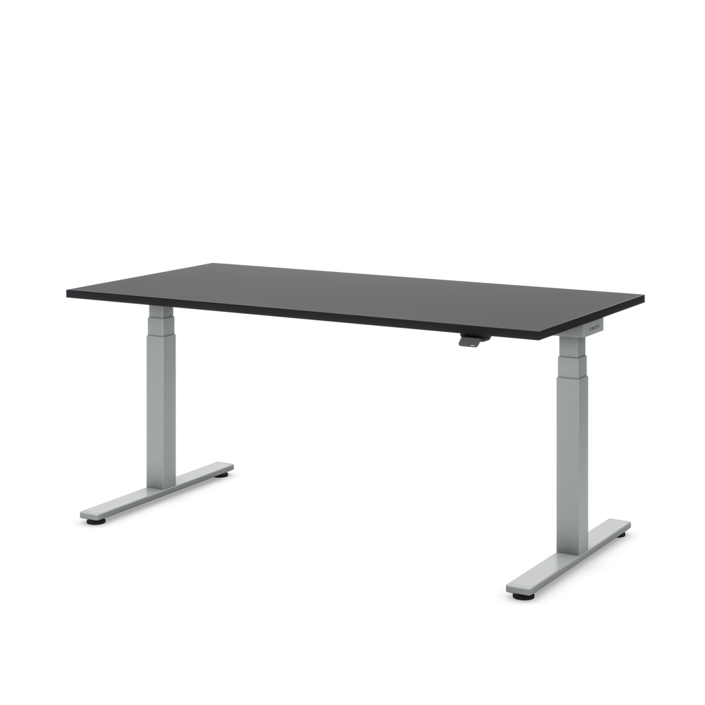 Höhenverstellbarer Schreibtisch Masterlift® Flex Basic, Schwarz Dekor/Silber 180x80