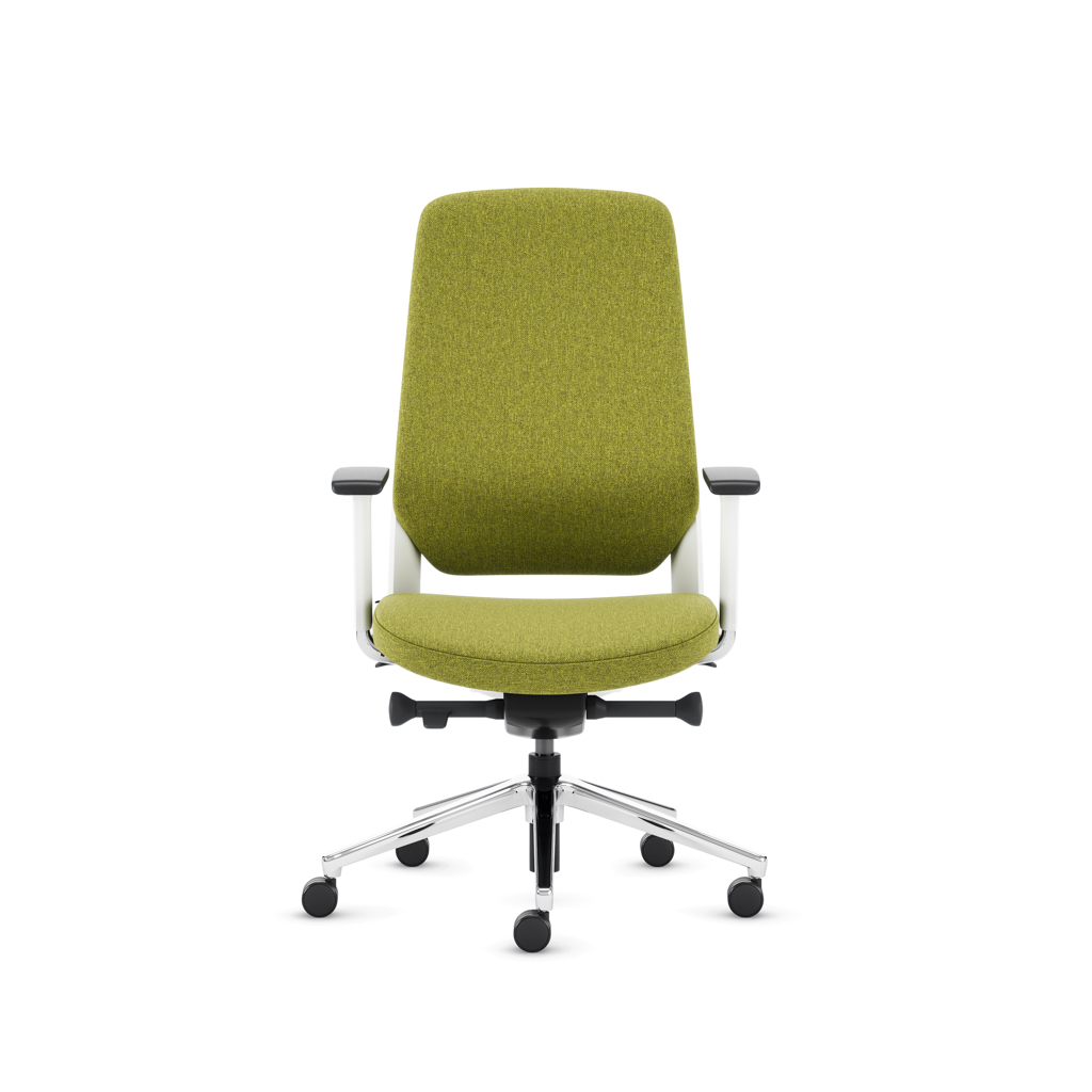 Teamo® Plush - Ergonomischer Bürostuhl mit Kopfstütze, Vollpolster, Weiss/Grün