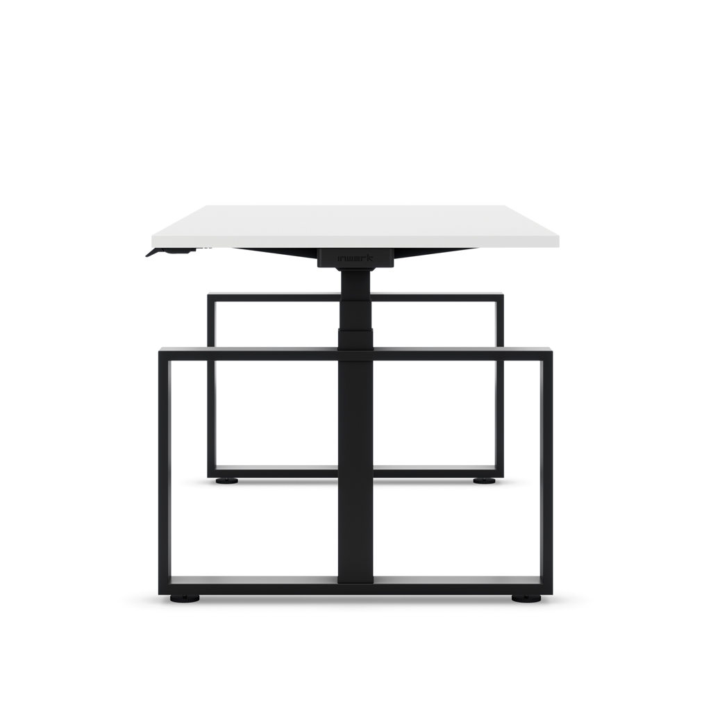 Höhenverstellbarer Schreibtisch Masterlift® Flex Loop-Edition, Stahl Rechteck,  Weiss Dekor/Schwarz 120x80
