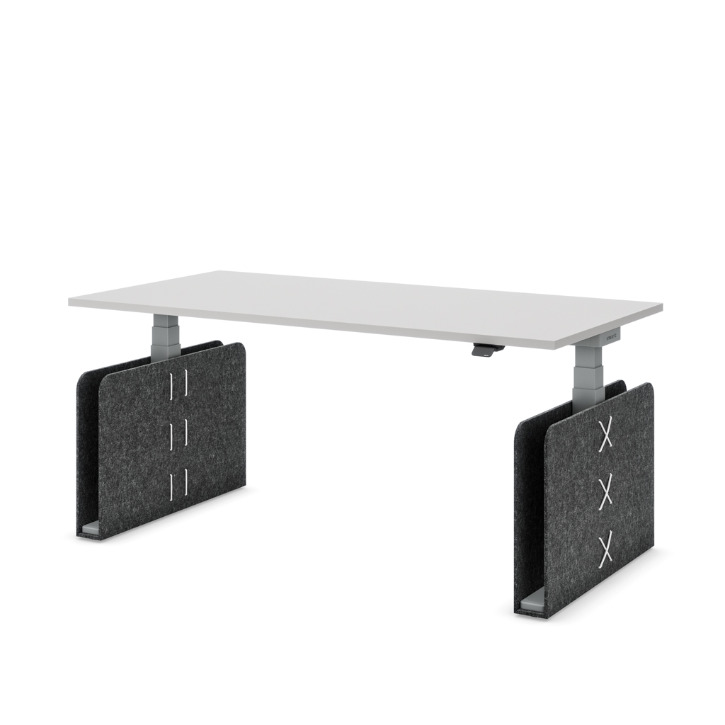 Höhenverstellbarer Schreibtisch Masterlift® Flex Akustix®-Edition, Rechteck Dunkelgrau, Lichtgrau Dekor/Silber 160x80
