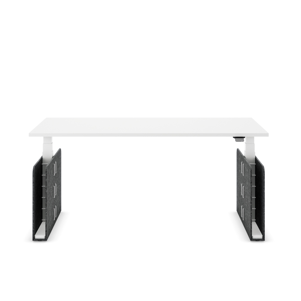 Höhenverstellbarer Schreibtisch Masterlift® Flex Akustix®-Edition, Rechteck Dunkelgrau, Weiss Dekor/Weiss 180x80