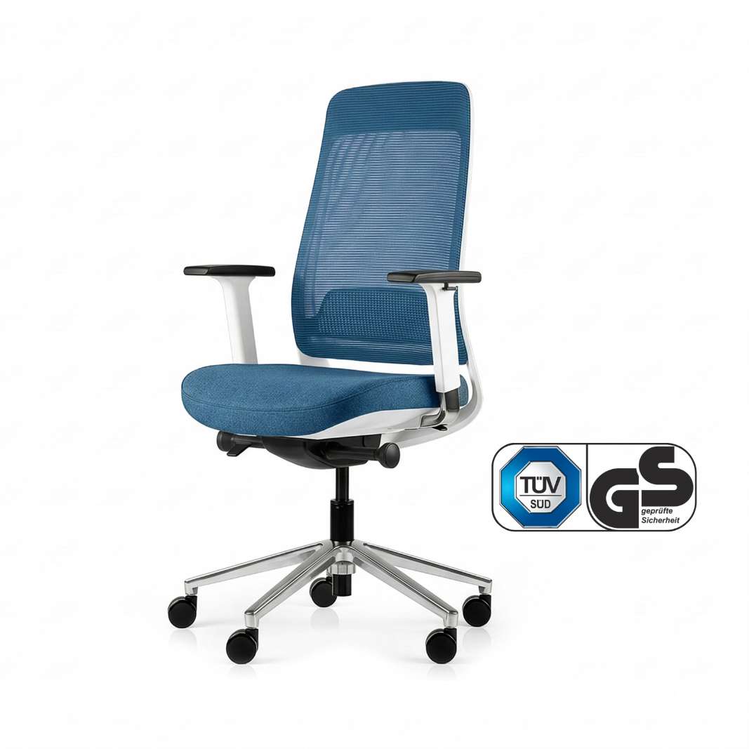 Inwerk Teamo® Original - Ergonomischer Bürostuhl, Weiss/Blau
