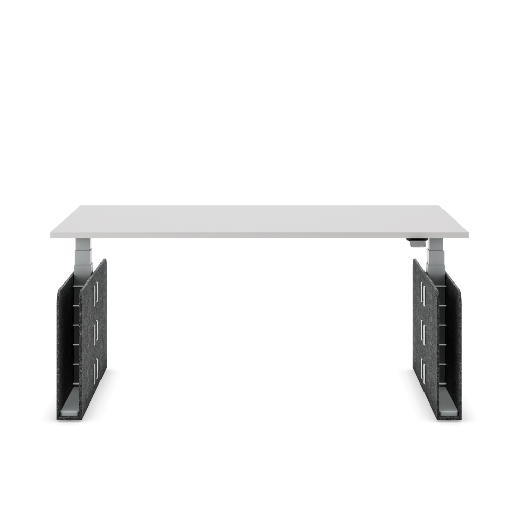 Höhenverstellbarer Schreibtisch Masterlift® Flex Akustix®-Edition, Rechteck Dunkelgrau, Lichtgrau Dekor/Silber 160x80