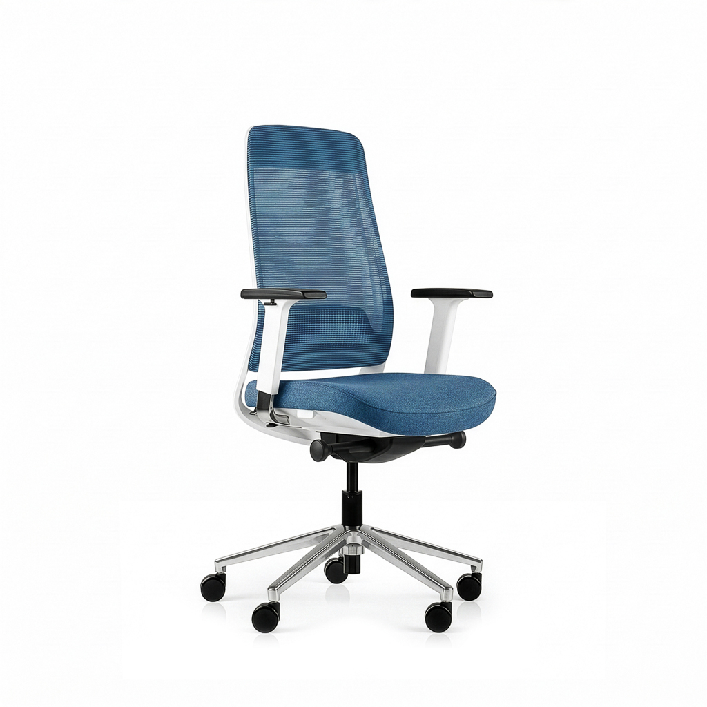 Inwerk Teamo® Original - Ergonomischer Bürostuhl, Weiss/Blau